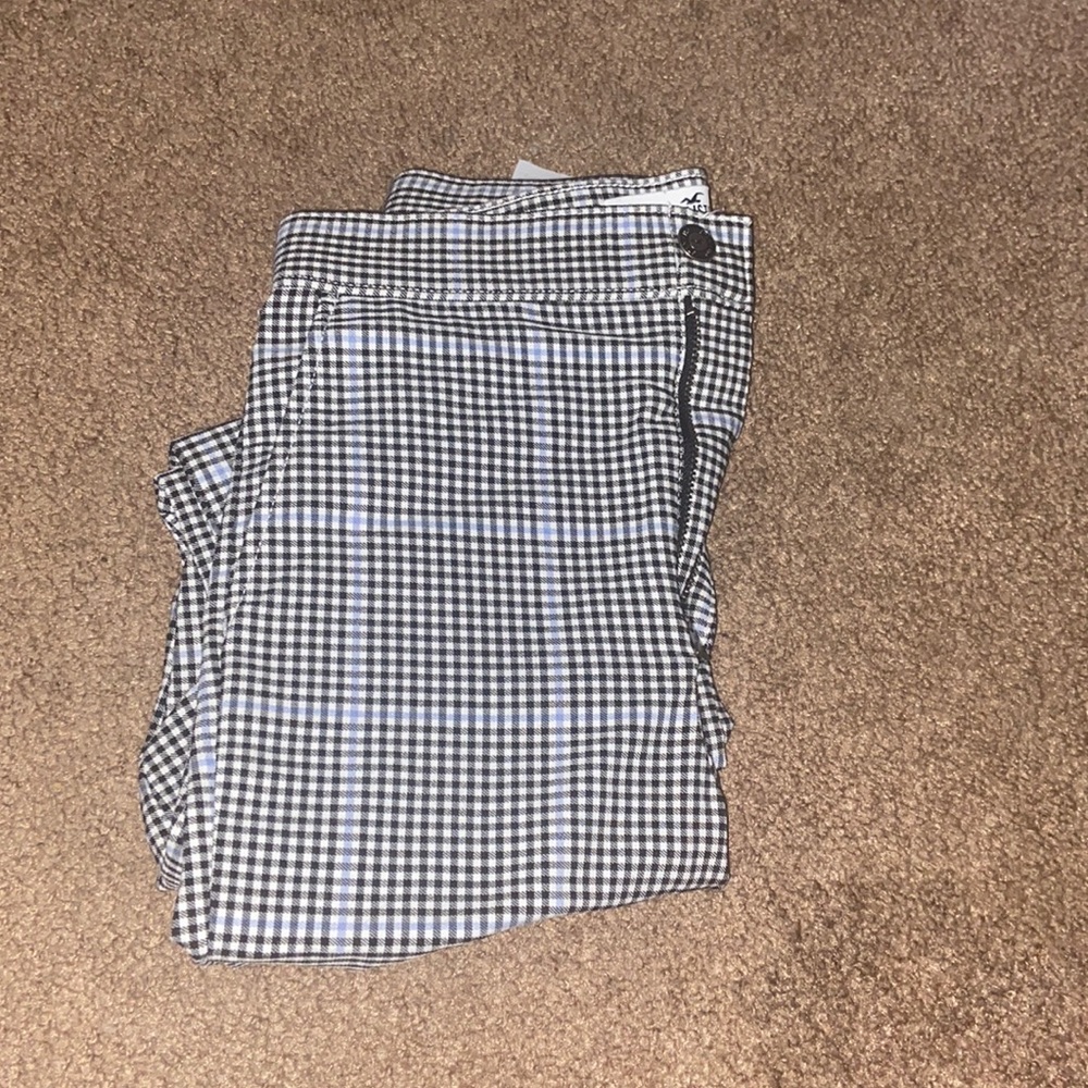 Hollister black and blue gingham pants